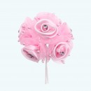 2.5" Diameter Rhinestone Ribbon Flower 6X12 | Pink